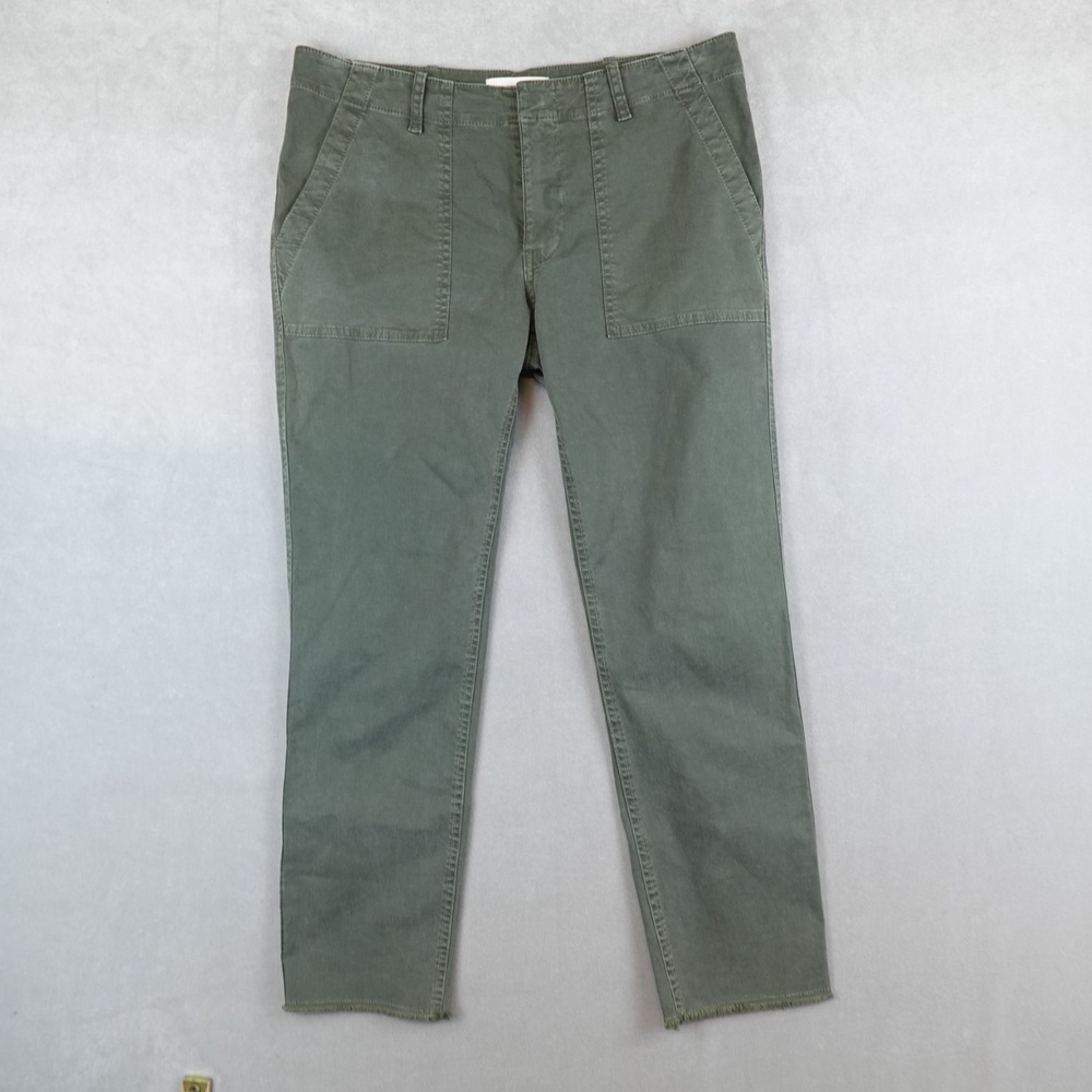 Nili Lotan Utility Pants Surplus Olive Green Size 6 Raw Hem Casual Field